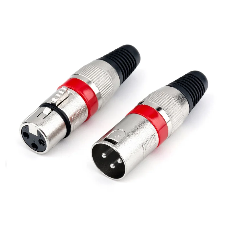 3Pin XLR Audio Microphone Plug Male Female 3-core Canon DIY Microphone Metal Connector Multicolor Audio XLR Balanced Adapter