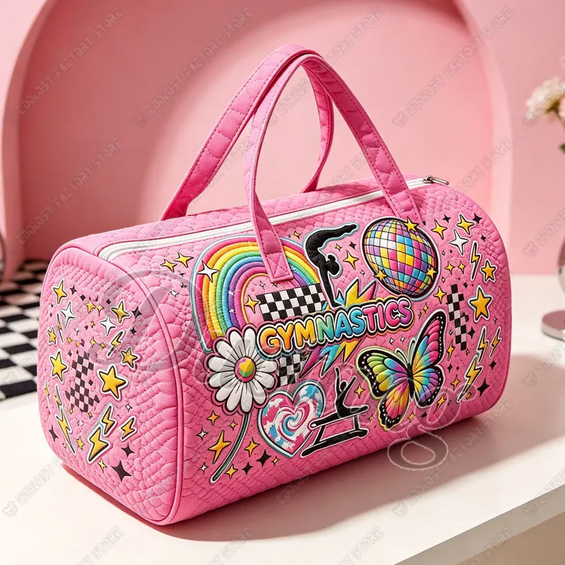 Elegant Gymnastics Art Pattern Handbag for Travel Sport Gymnast Gymnastics Art Girls Women Duffle Totes Shoes Holder Yoga Bag