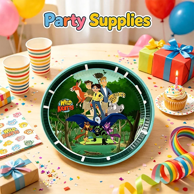 Wild Kratts Disposable Cartoon Pattern Birthday Party Decoration Party Specific Set for Themed Celebration Occasion Decor