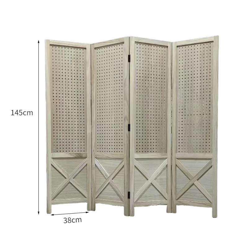Spot entrance partition solid wood louver screen is now simple and light luxury living room solid wood grille partition screen c
