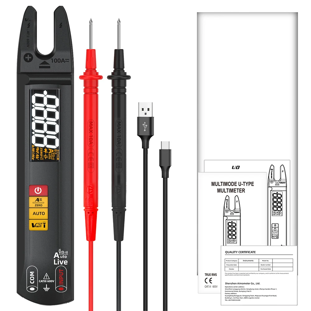 

NEW Digital Clamp Meter Fork DC AC 100A Smart Ammeter 3-in-1 Function: Current Clamp Meter+Multimeter+Measuring Pen