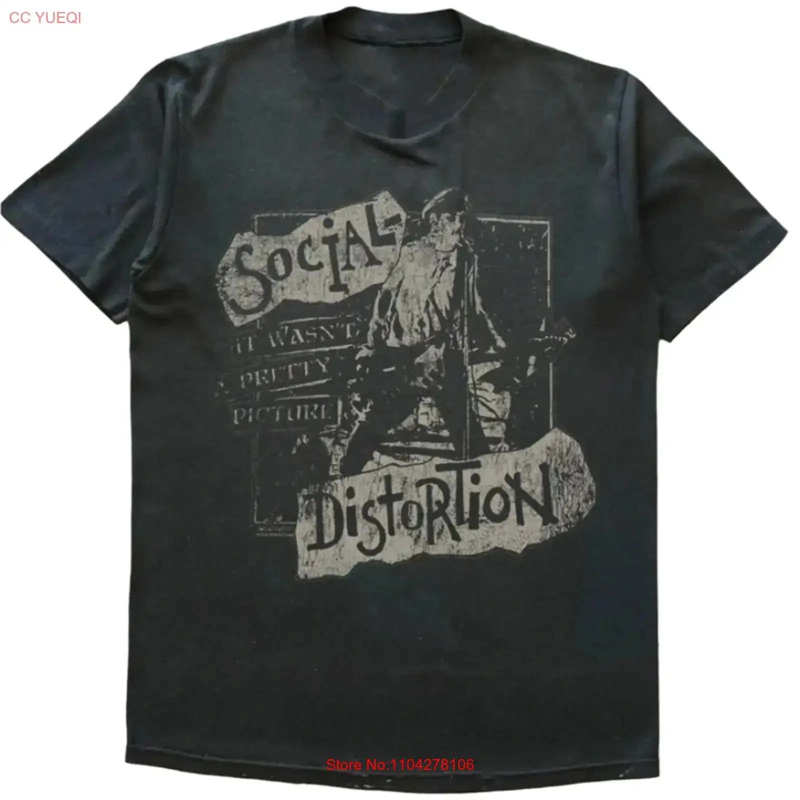 Camiseta Social Distortion Pretty Picture T Shirt Fan S 5XL vintage lavada, elegante, macia, unissex, masculina, com estampa gráfica para uso diário