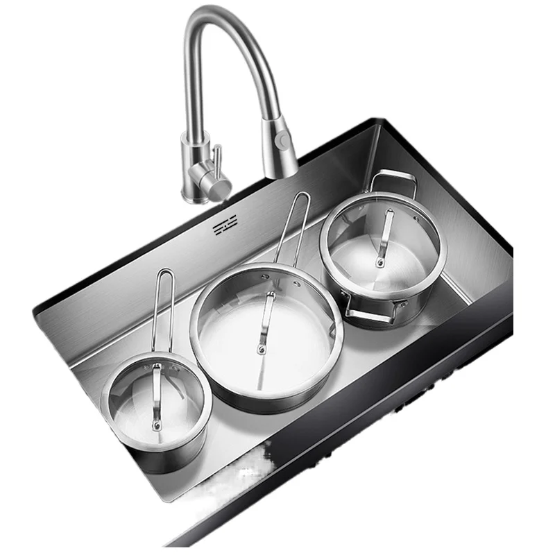 Handmade Brushed 304 Stainless Steel 3mm Thickness Single Bowl Bar Counter Kitchen Kinks Large Size Single Kitchen Sink