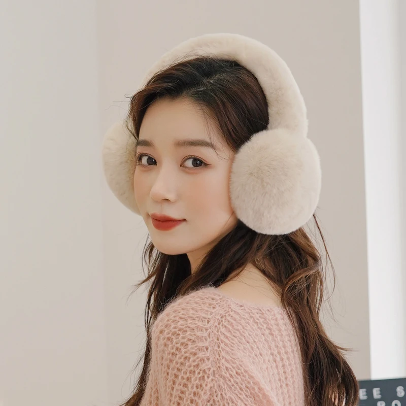 2022 New Rex Rabbit Fur Earmuffs Aarrival Unisex Women's Winter Warm  Girls Ear Muffle Earflap Ear Cover Double Sided