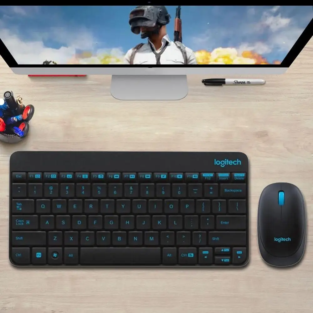 

Беспроводная комбинированная клавиатура и мышь Logitech MK245, устойчивая к разливу, устойчивая к отпечаткам пальцев и компактная конструкция