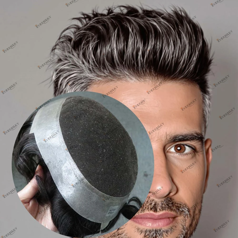 

Дышащий парик-накладка из кружева и полиуретана на австралийской основе для мужчин, с натуральными волосами, смешанные оттенки серого, 1B30, 1B40, коричневые, черные волосы, для мужчин с облысением, замена волос