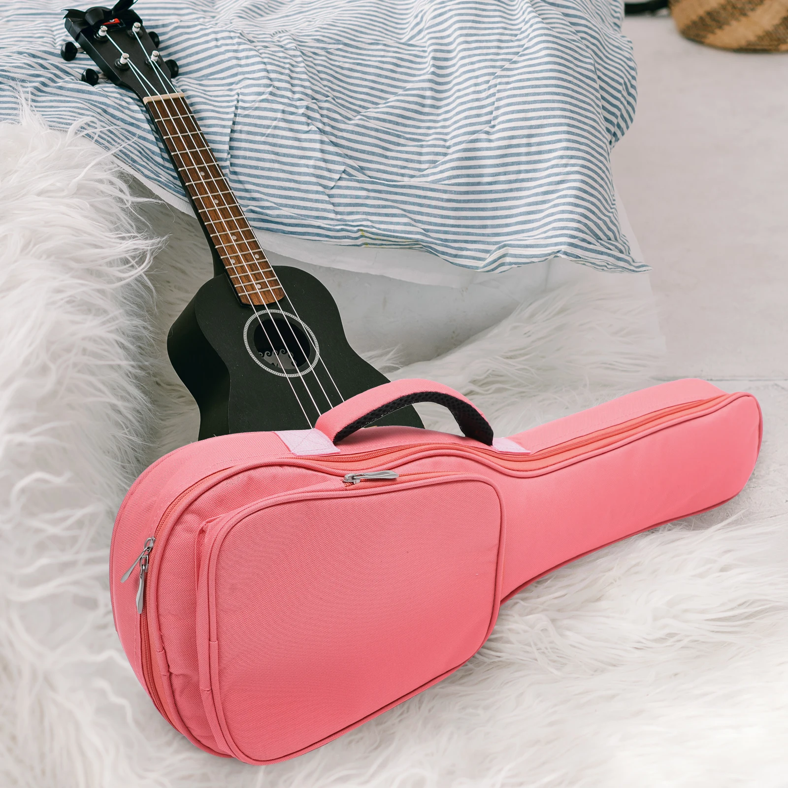 

1Pcs Oxford Cloth Ukulele Bag Thickened Portable Carrying Case Adjustable Shoulder Strap Large Storage Waterproof Scratch