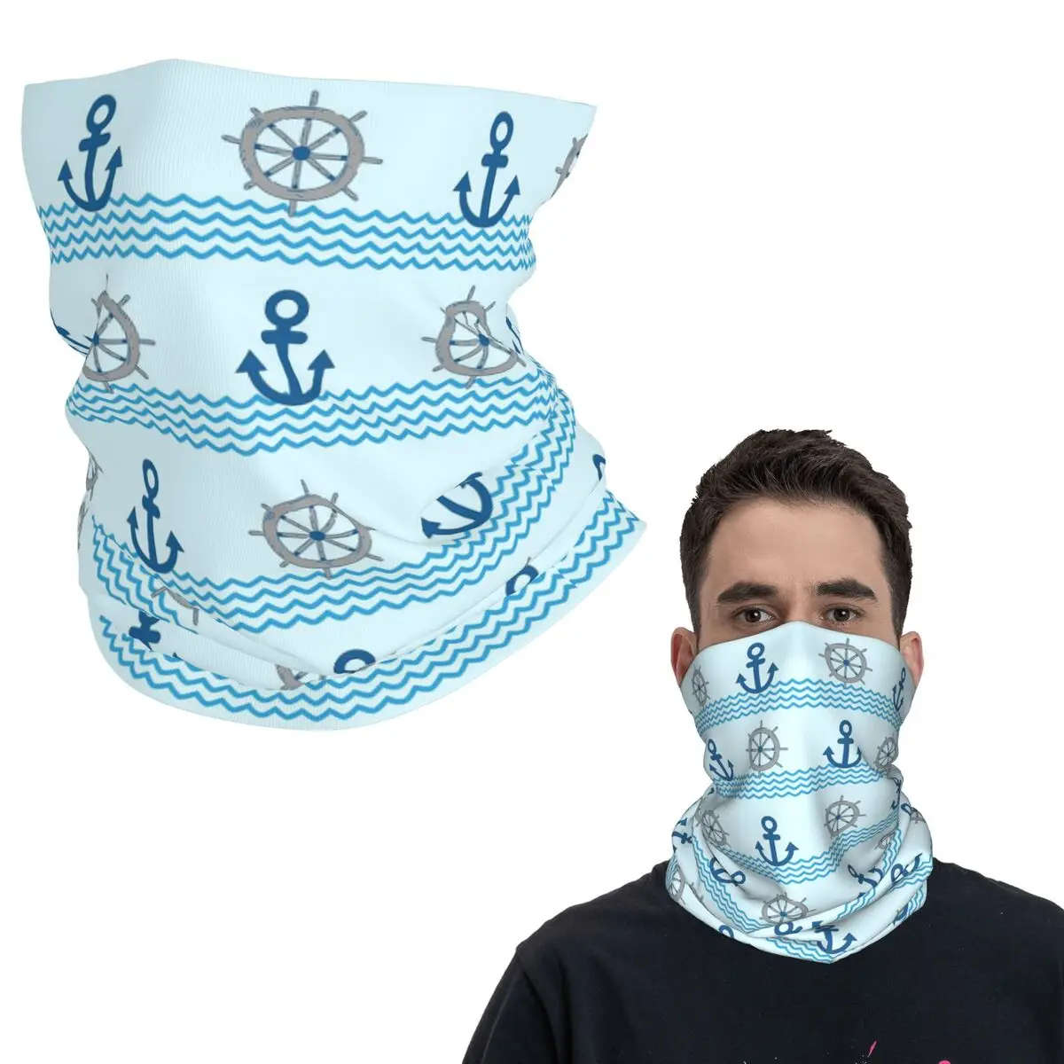 

Морская тема, якорь, колесо лодки, бандана, гетры с принтом, шарф, многофункциональная Балаклава для мужчин, женщин, взрослых, моющаяся