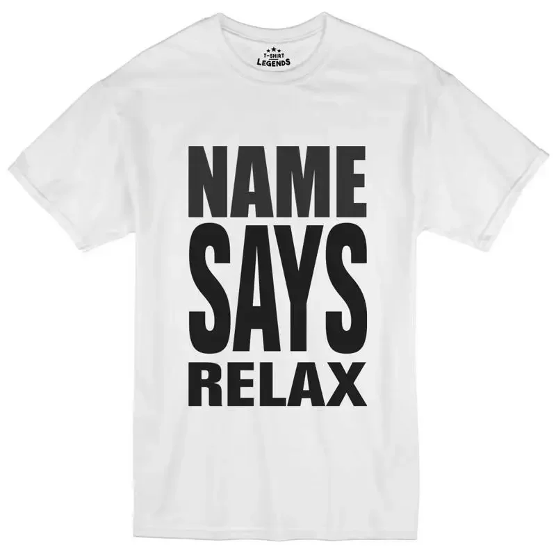 Relax Camiseta 80's Retro Eslogan a Medida Nombre Corte Normal Prelavado Algodón T shirt