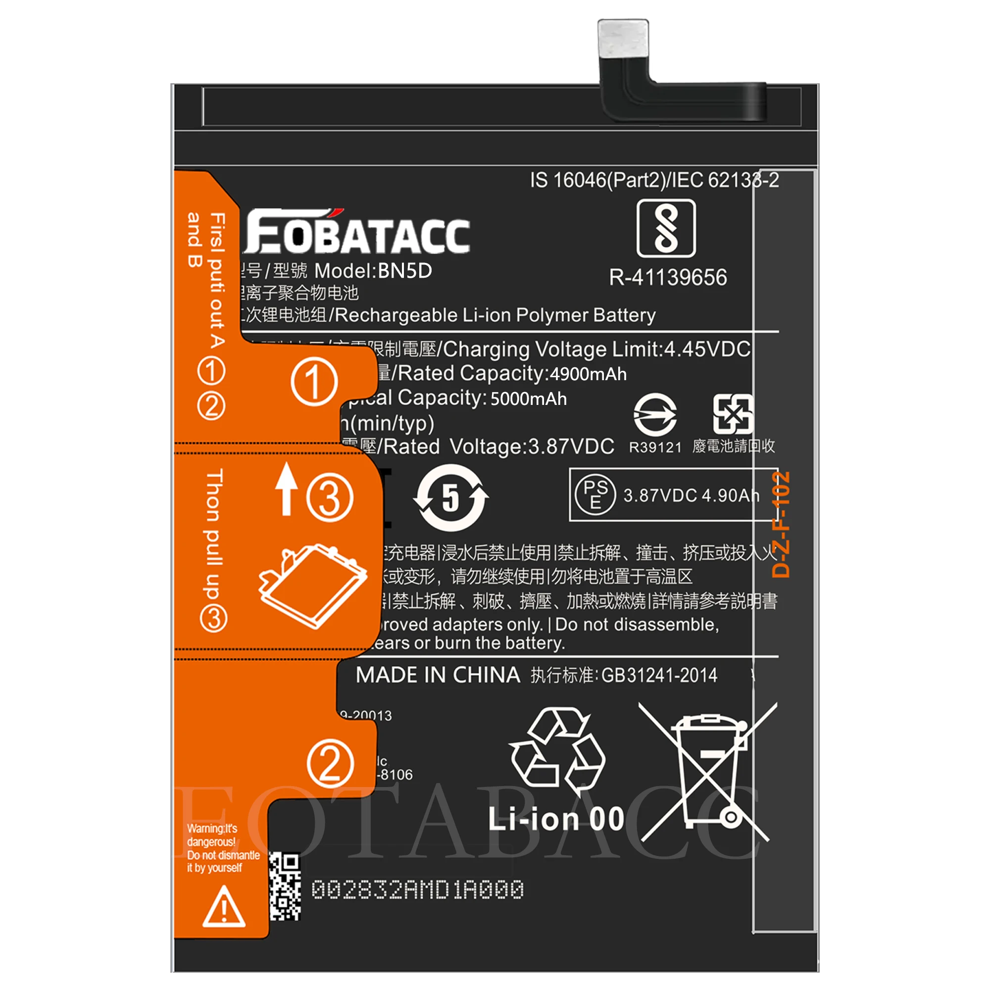 EOTABACC New 100% Original BN5D Battery For Xiaomi RedMi Note 11/Note 11S 4G/M4 PRO 4G/Redmi Note 12S/Redmi Note 11 4G Mobile Ph