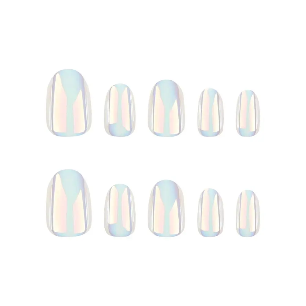 

Manicure Oval False Nails French Cat Eye Fake Nials Detachable White Brown Nail Tips DIY