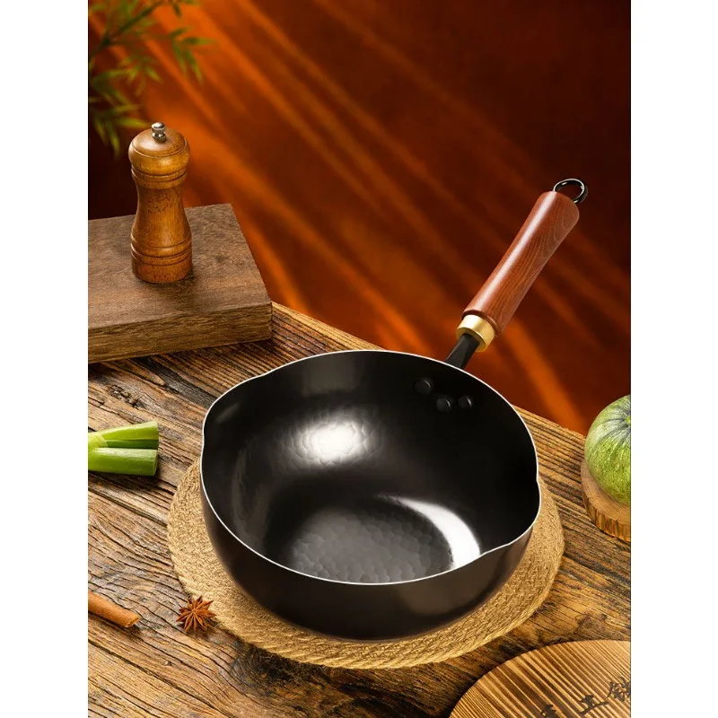 Handmade iron pan Uncoated non-stick pan Wrought iron small wok