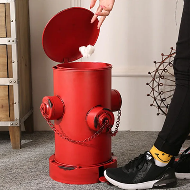 Retro outdoor trash can large industrial wind large capacity fire hydrant foot stepping nut shell box garden outdoor trash can