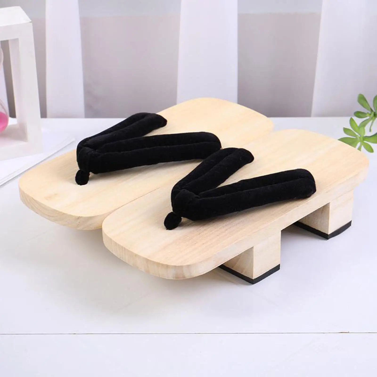 Japanese Wooden Clogs Shoes Stylish Flip Flops for Cosplay Apartment Costume