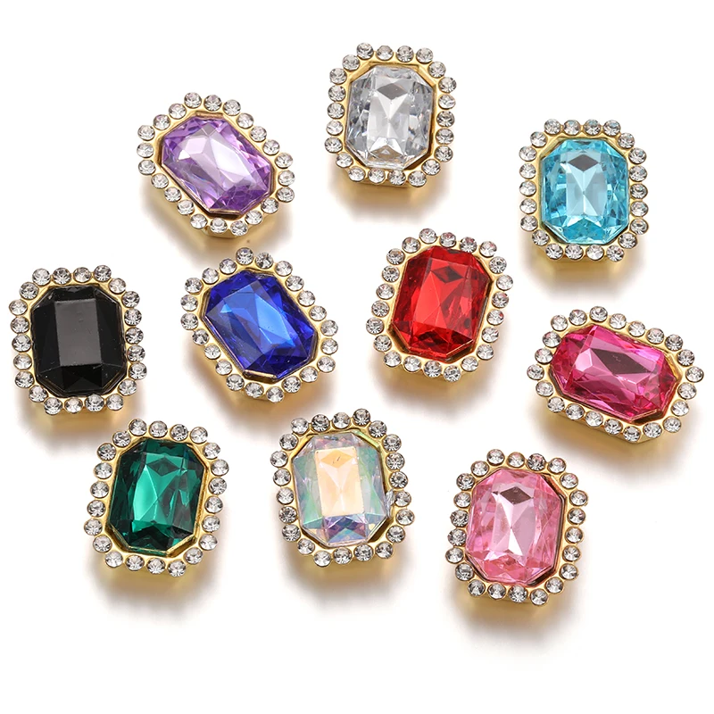 10pcs Multi-Color Resin Diamond Square Stud Earrings