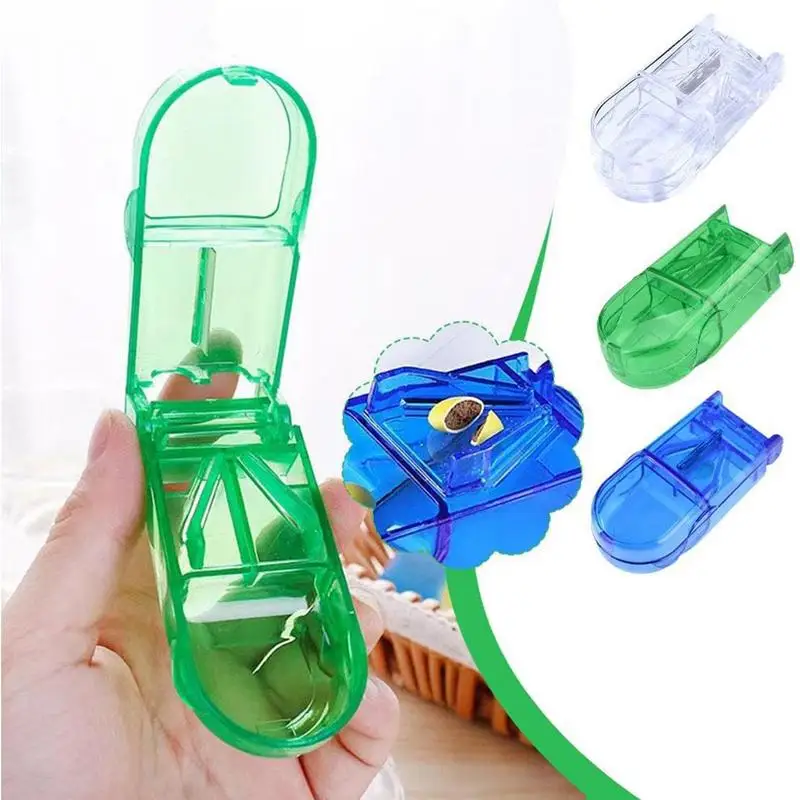 Pill Cutter With Storage Portable Travel Pill Splitter User-Friendly Pill Crusher Small Pill Cutter With Storage For Home Travel