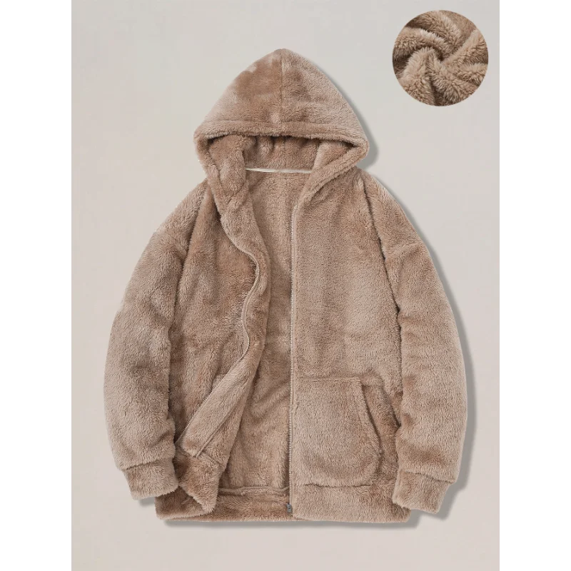 

Loose Hooded Cardigan Sweatshirt Men's Versatile Jacket Solid Color Zipper Casual Fashion Top