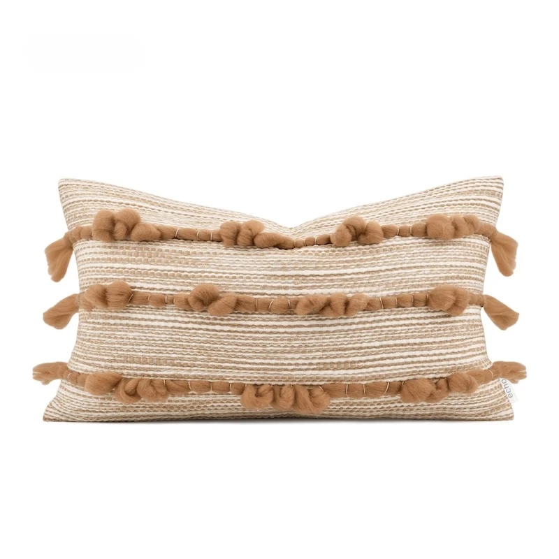 Green Knots Pillows Ivory Cushion Case Modern Decorative Pillow Cover For Sofa Living Room Office Home Decorations