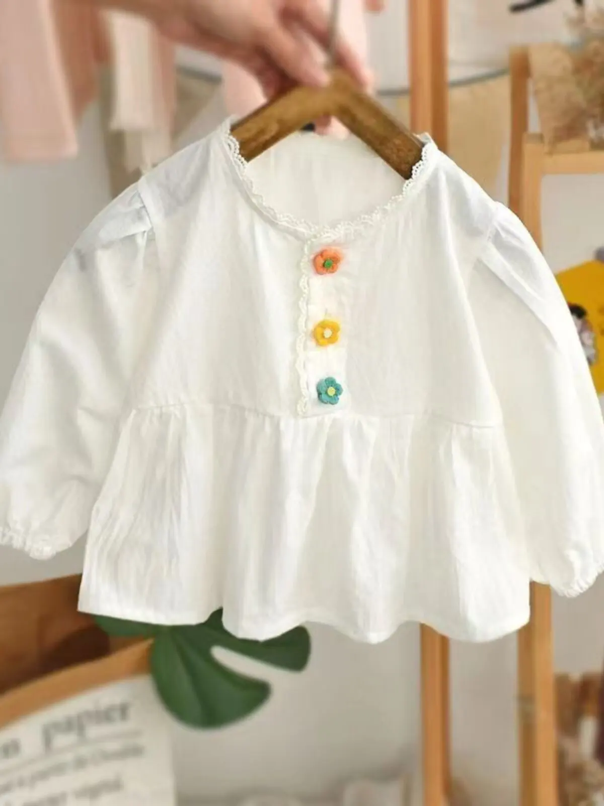 Baby girl sweater spring 2026 new style little girls shirt trendy fashionable long-sleeve button shirt