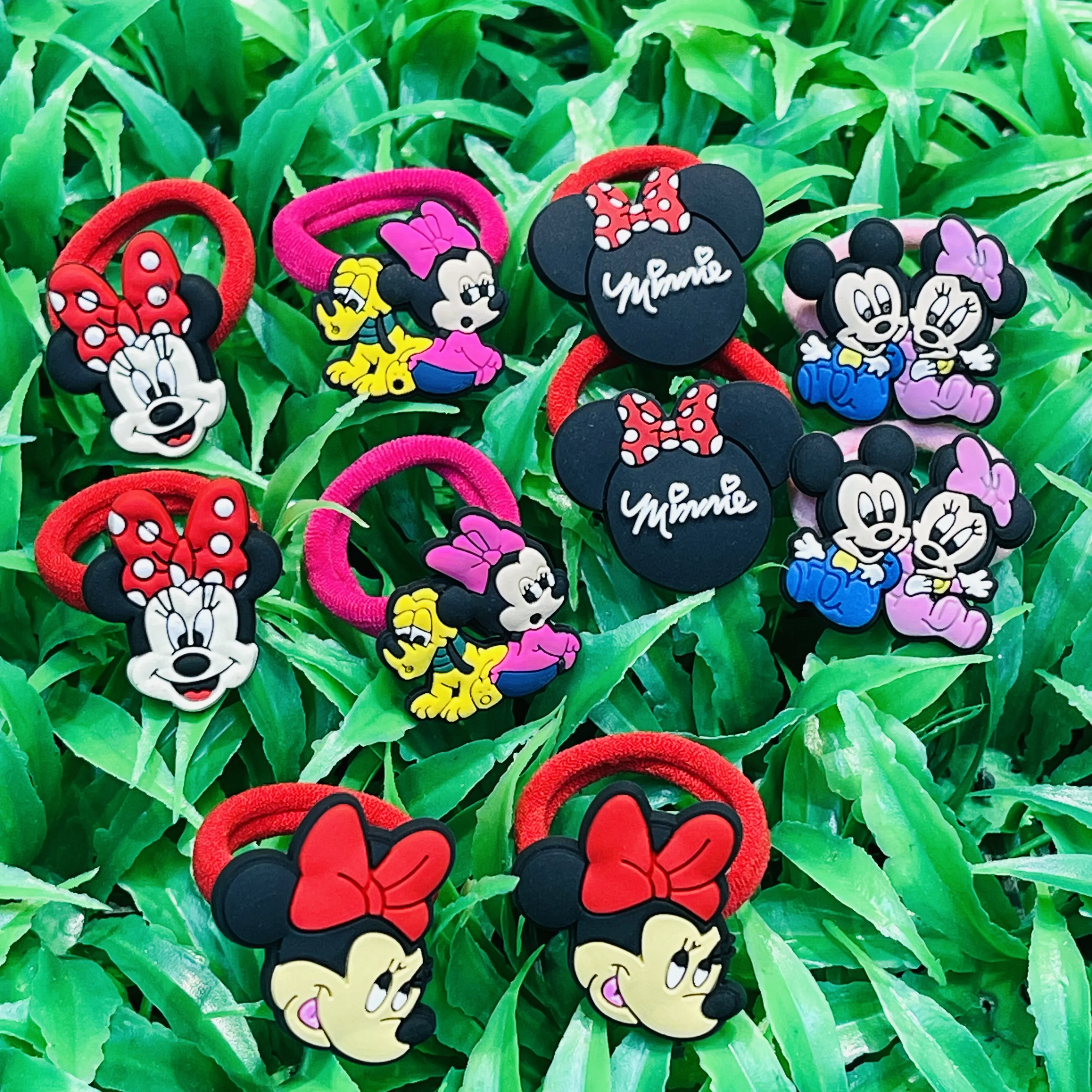 10 sztuk Mickey Minnie Disney księżniczka elastyczne gumki do włosów z pałąkiem na głowę akcesoria do włosów dziewczyny kreskówki gumki do włosów