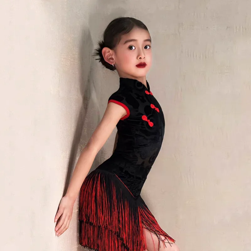 

【2026】Fashion Latin Dance Training Costume Girl New Children's Performance Costume Competition Regulations Latin dance dress