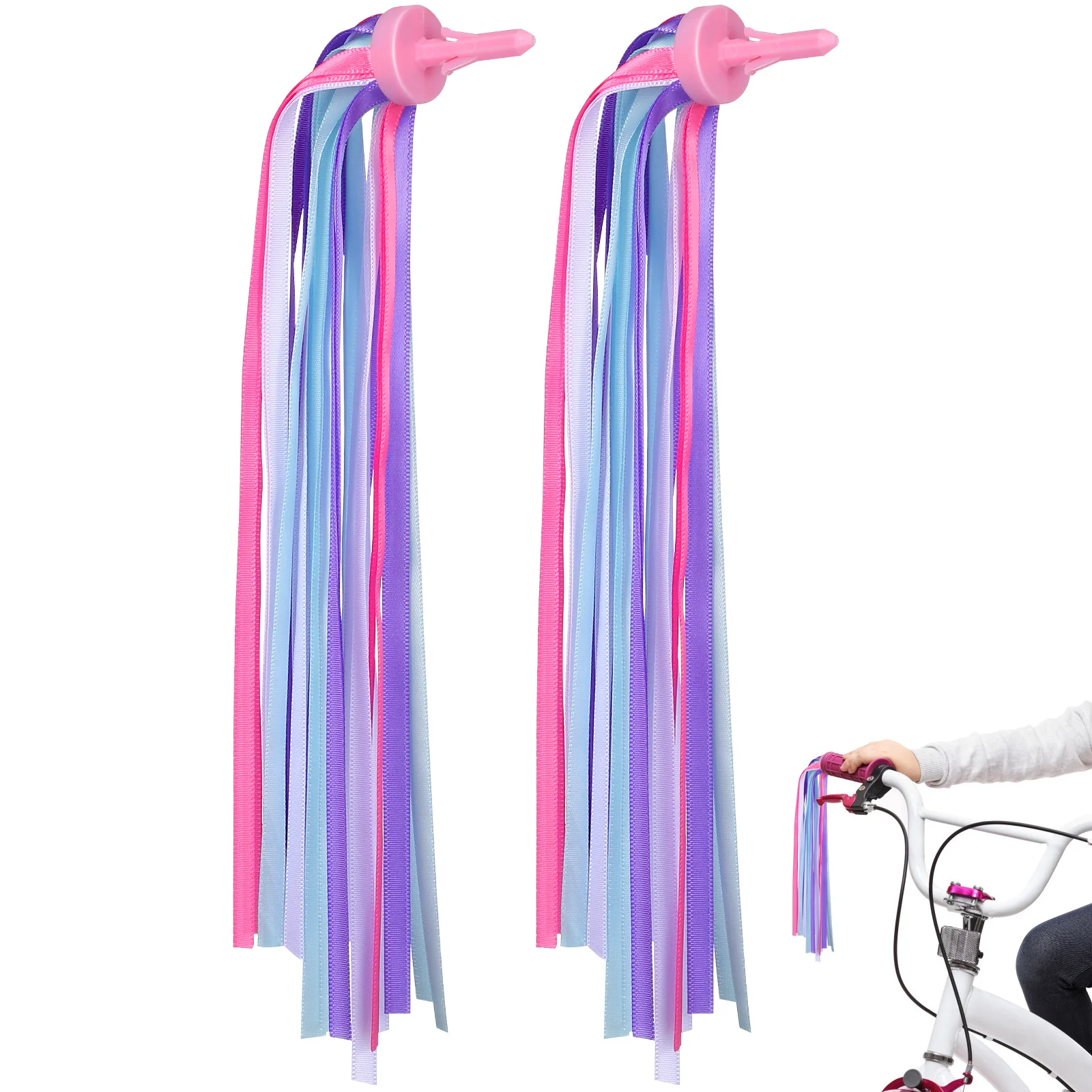 

One Pair Bicycle Handlebar Streamers for Kids Sparkly Glossy Ribbons Bike Decor Ride on Accessories Purple
