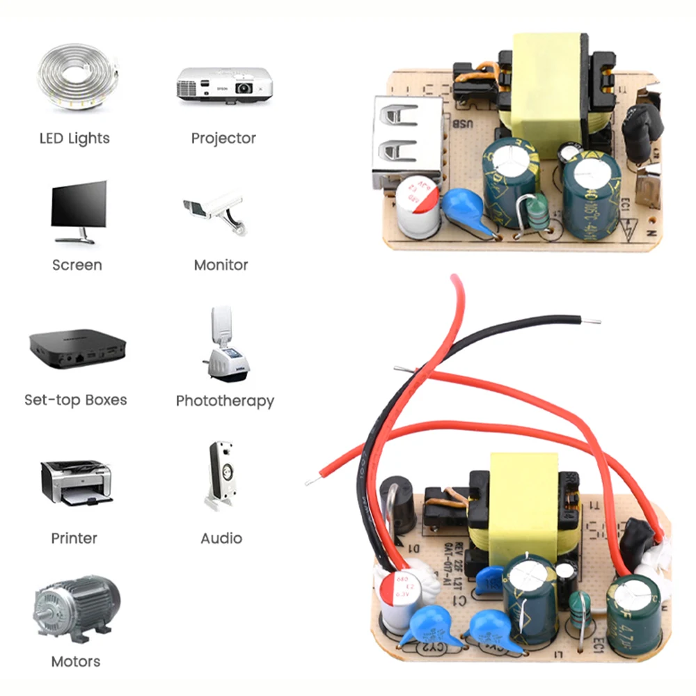 Voltage Inverter Buck Board Switching Power Module AC100-240 to DC5V 2A 10W Power Adapter USB Interface/Cable Voltage Regulator