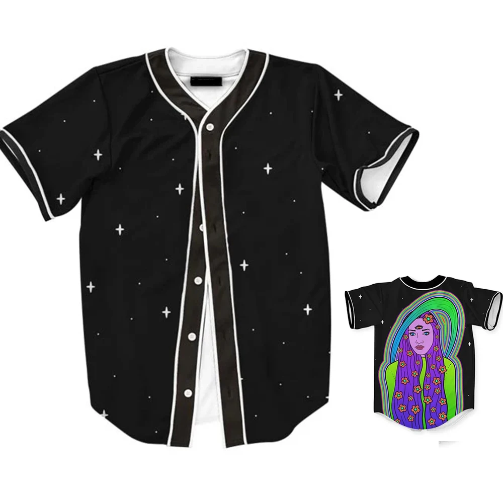 Chemise de Baseball à Manches Courtes, Imprimée en 3D, Haute Définition, Harajuku, Hip-Hop, MB27