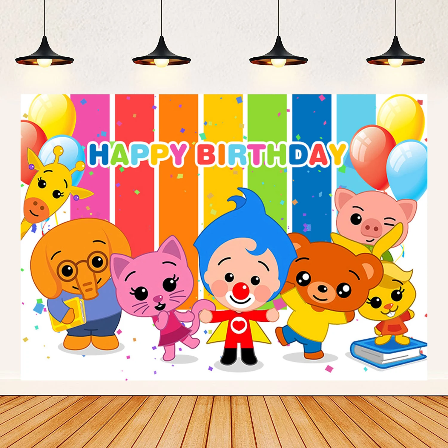 Plim Backdrop Children's First Birthday Party Cartoon Pig Photo Background Children's Photography Background Decoration