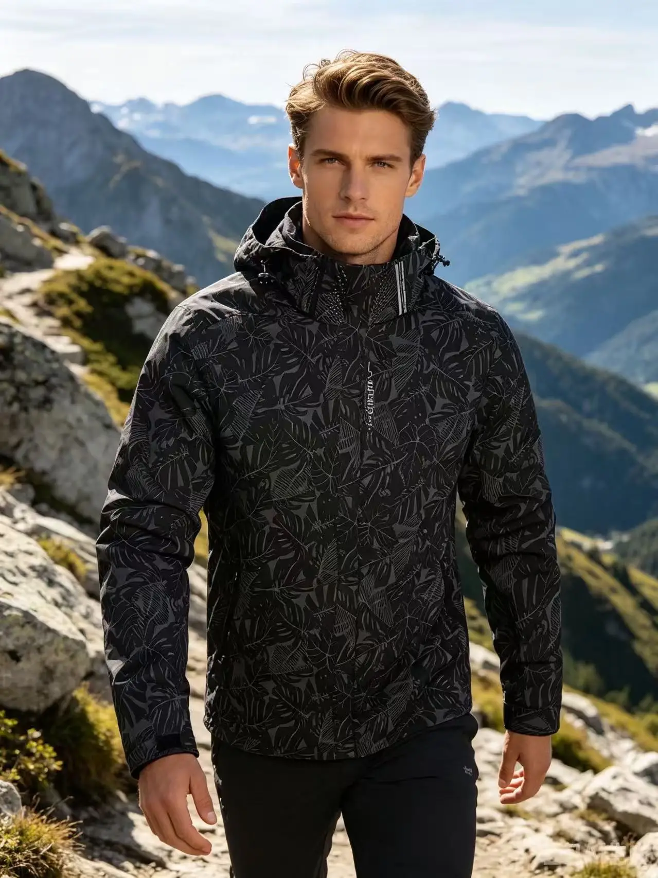 New Waterproof Hooded Jackets Men Casual Windproof Coat Autumn Lightweight Multi-Pocket Hiking Windbreaker Detachable Hat Jacket