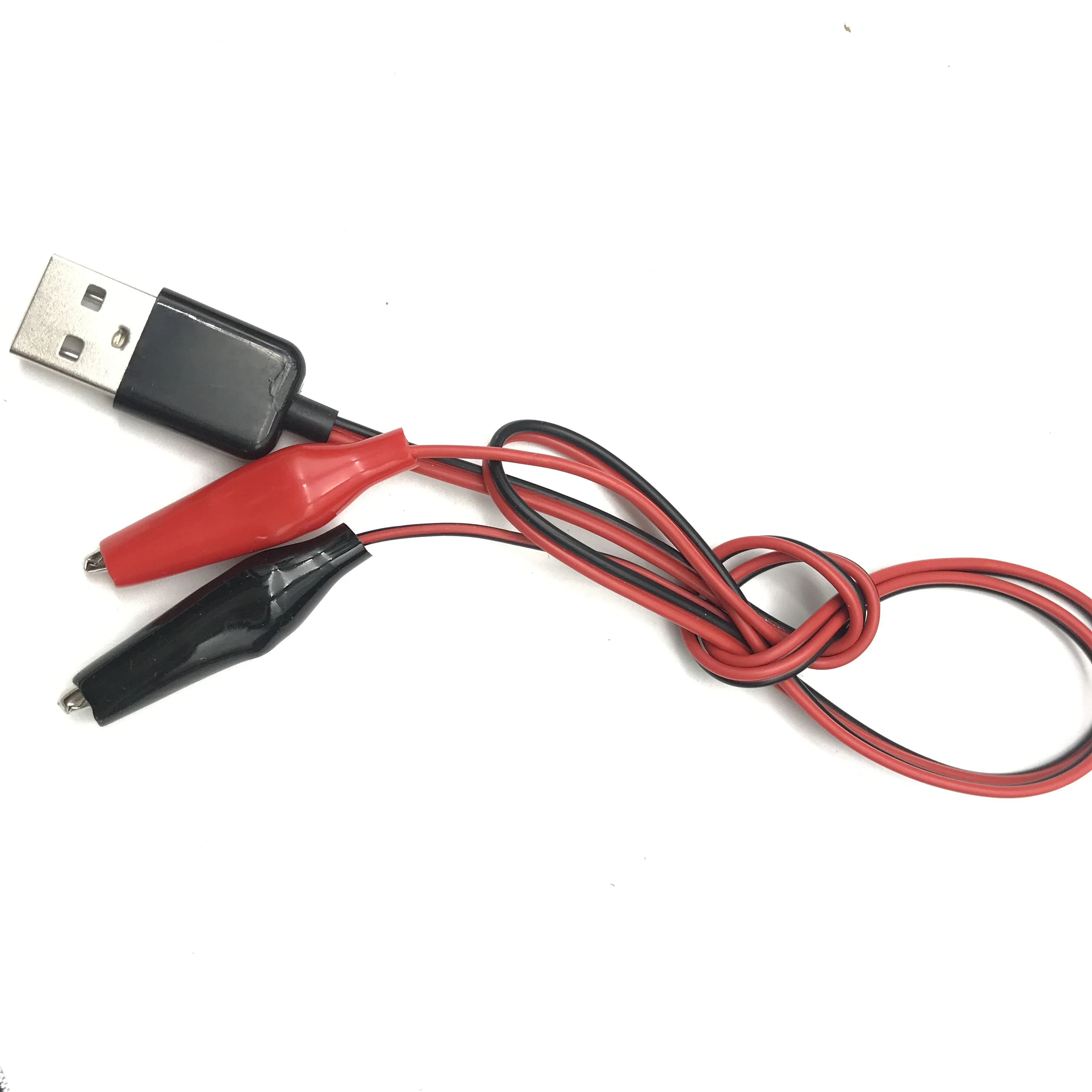 USB Female Connector to Alligator Test Clips Clamp to USB Male Connector Power Supply Adapter Wire 58cm Cable Red and Black