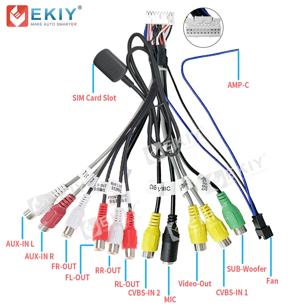 

EKIY RCA Output Wire Cable With Microphone Video Output/input Audio Subwoofer microphone optional