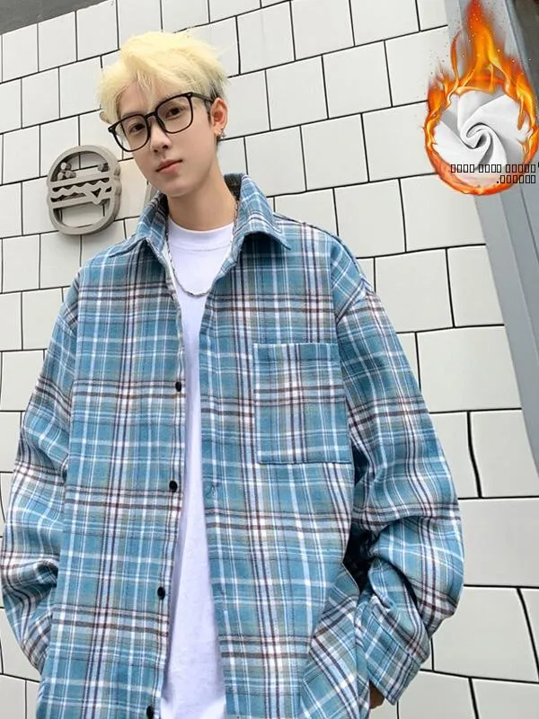 

Мужская фланелевая рубашка в клетку, зимняя утепленная верхняя одежда с длинными рукавами, осенне-зимняя теплая одежда, повседневная свободная рубашка