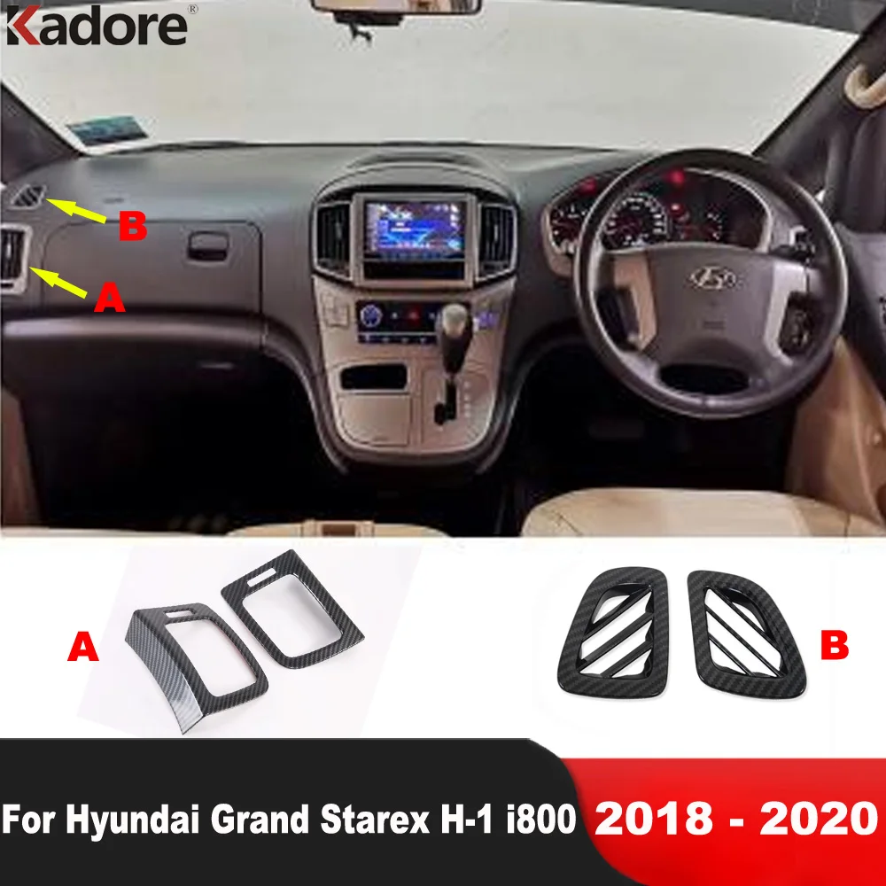 

For Hyundai Grand Starex H-1 i800 2018 2019 2020 Carbon Car Front Air Condition Vent Outlet Cover Trim Interior Accessories