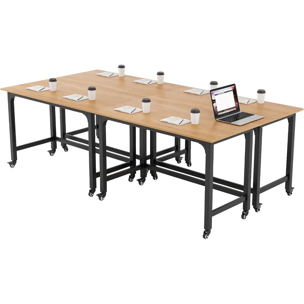 

Set of 4 Conference Room Tables with Mobile Desk Features, Including Removable Storage Bag and 2 Hanging Hooks, on Wheels for Me