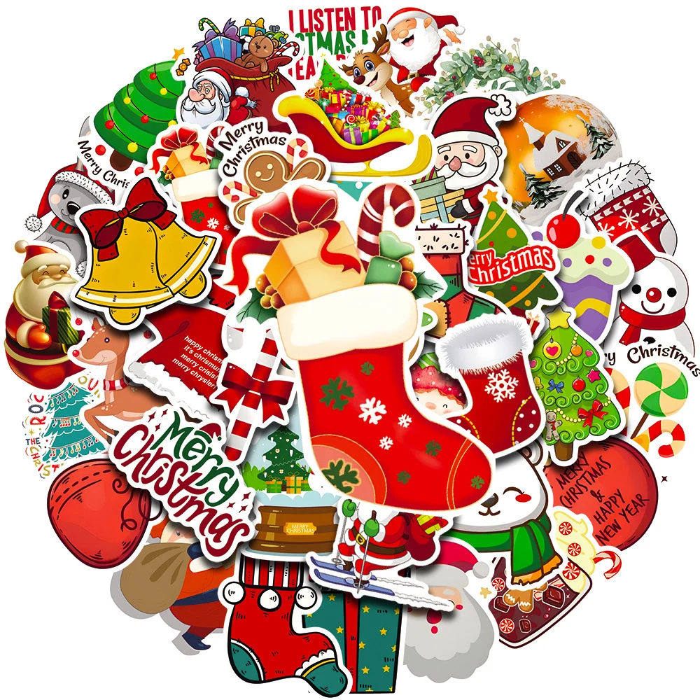 10/30/50 Stuks Leuke Kerst Thema Graffiti Stickers Kerstman En Dieren Cartoon Sticker Notebook Koffer Telefoon decals Decor
