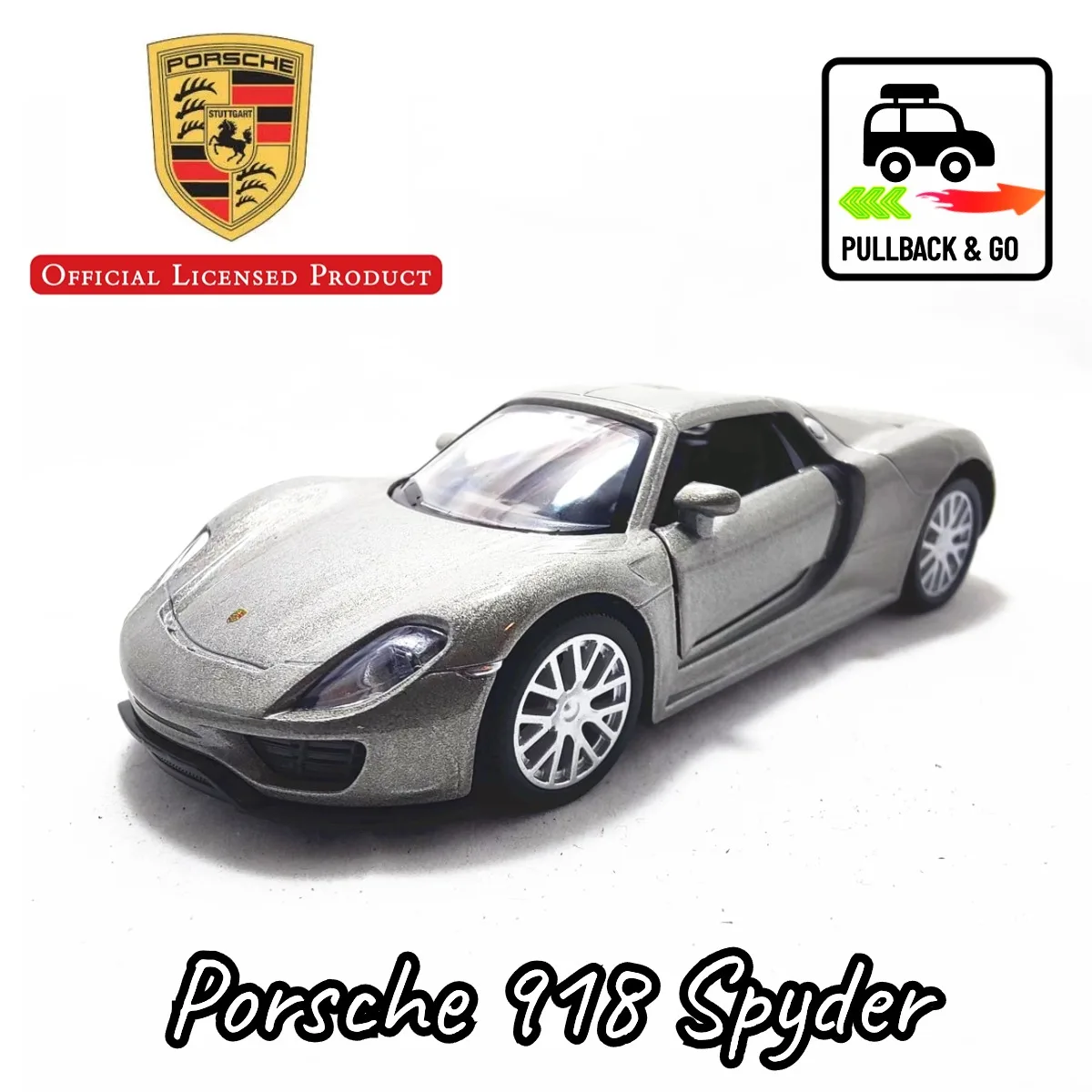 1/36 Porsche 918 Pullback Toy Car Model Official Licensed Scale Replica Metal Diecast Miniature Art Xmas Kid Boy Gift