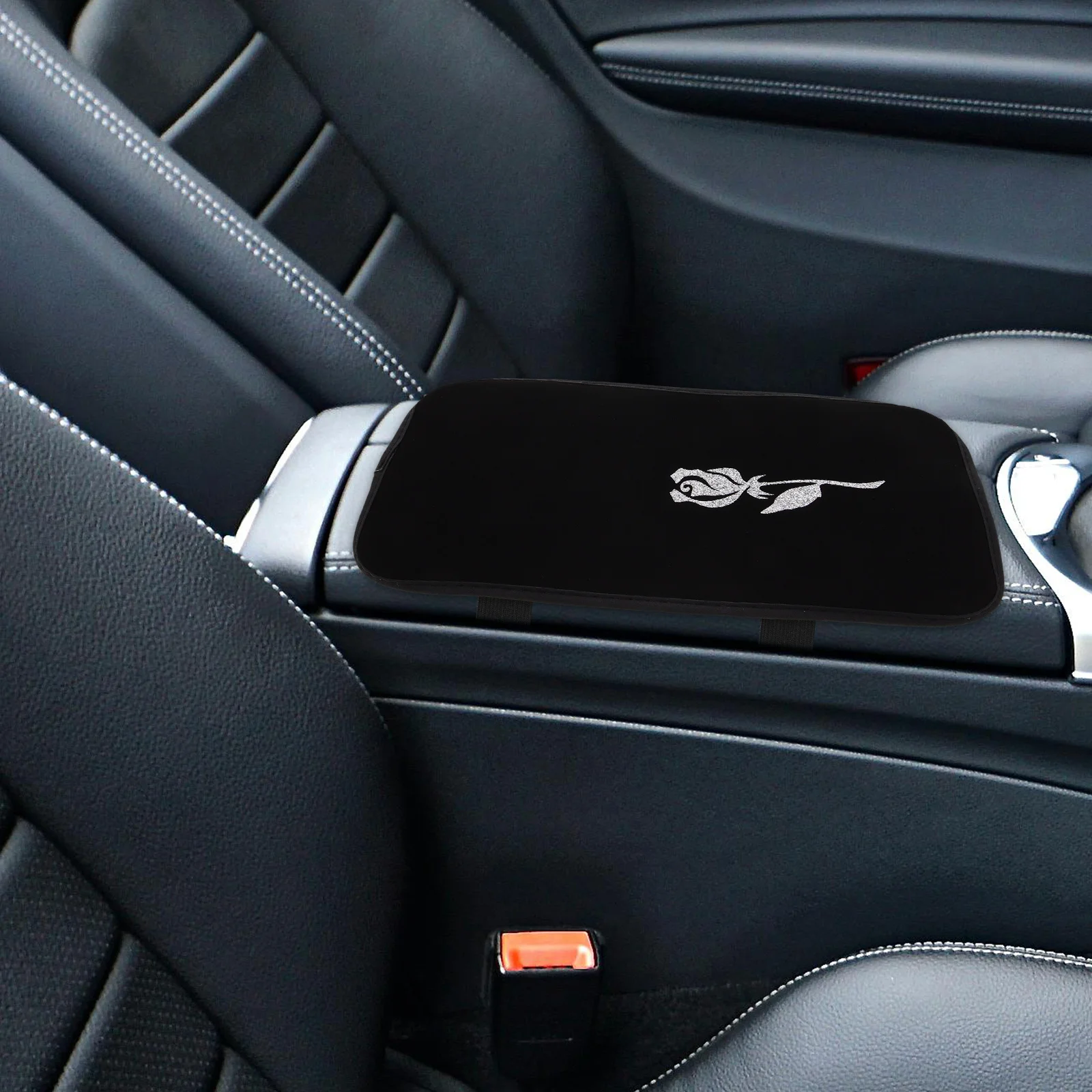 

Rose Print Car Armrest Box Cushion PU Center Console Pad Ergonomic Design Car Interior Accessories Armrest Box Pad