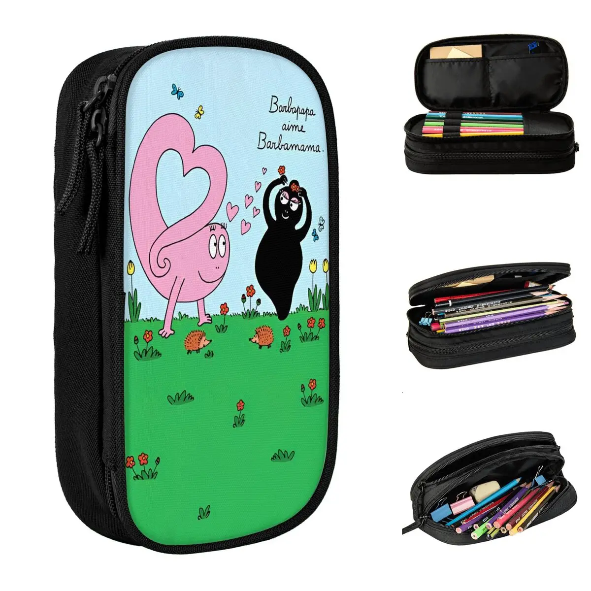 

Fun Cartoon Barbapapa Dad Mom Pencil Cases Pencil Pouch Pen Holder for Student Large Storage Bag Office Zipper Stationery