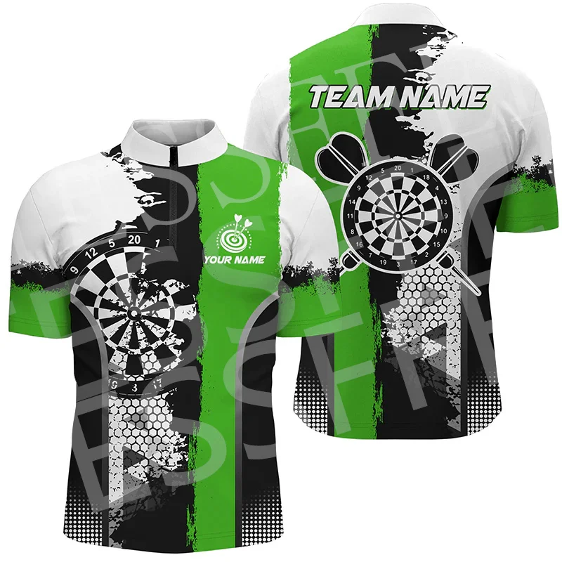 

Custom Name Darts Graffiti Sports Retro Tattoo Vintage 3DPrint Summer Casual Harajuku Zipper Polo Shirts Jersey Short Sleeves X8