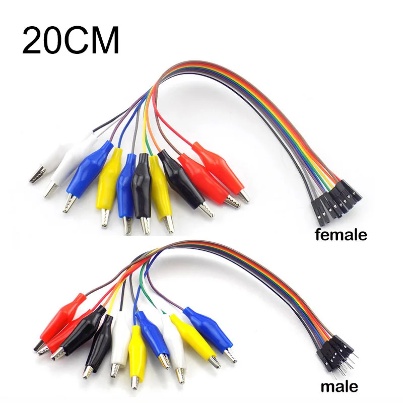 10pin Double-end Alligator Clips Jumper Wire Male Female Crocodile Clip Test Lead Jumper Line Cable DIY Connection 20cm/30cm Set