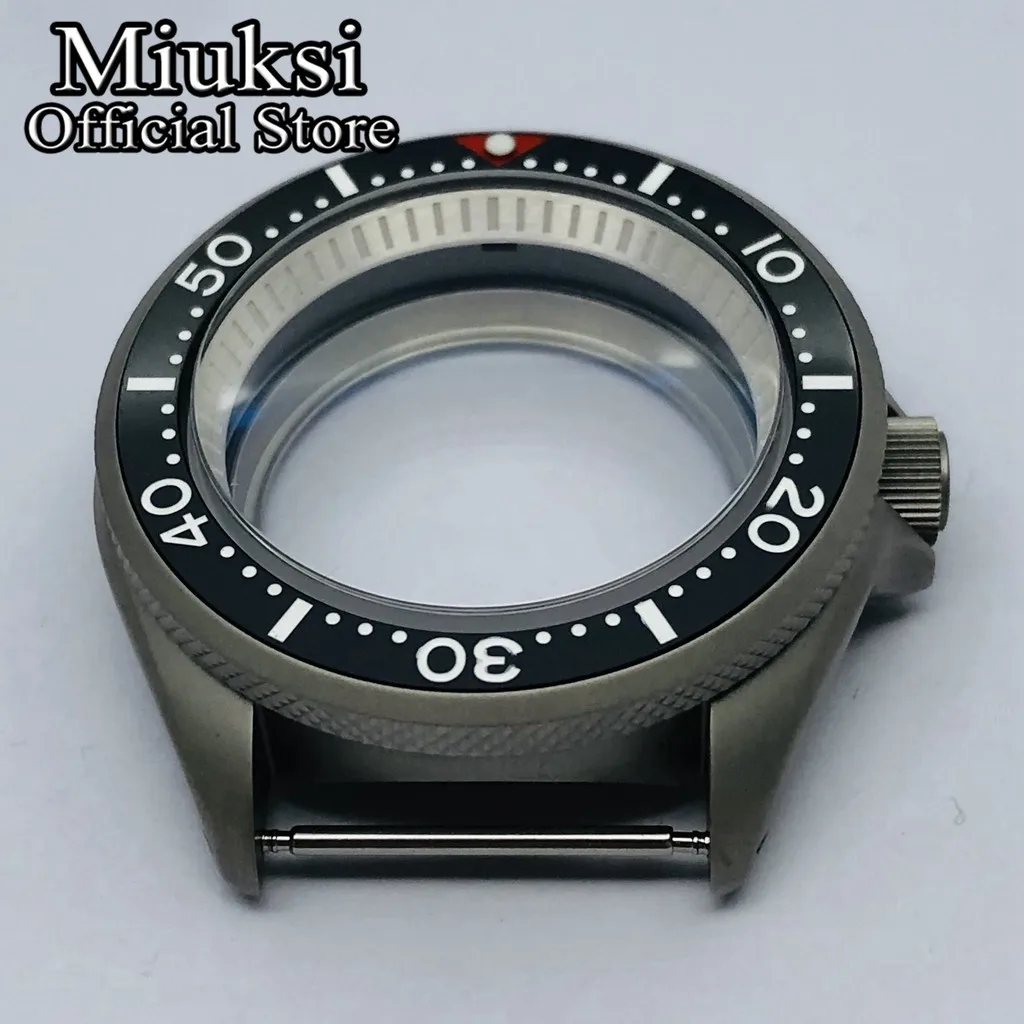 Miuksi 42mm watch case domed sapphire glass ceramic/titanium bezel 200m water resistant fit NH35 NH36 movement