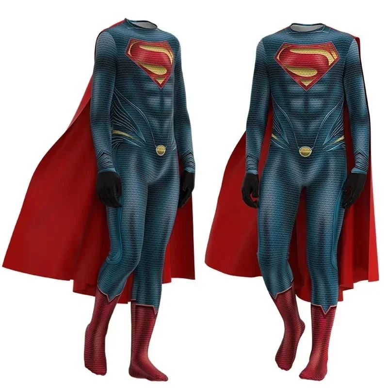 Child Adult Superman Superhero Clark Kent Kal El Cosplay Costume Bodysuit Jumpsuit Halloween Party Costumes