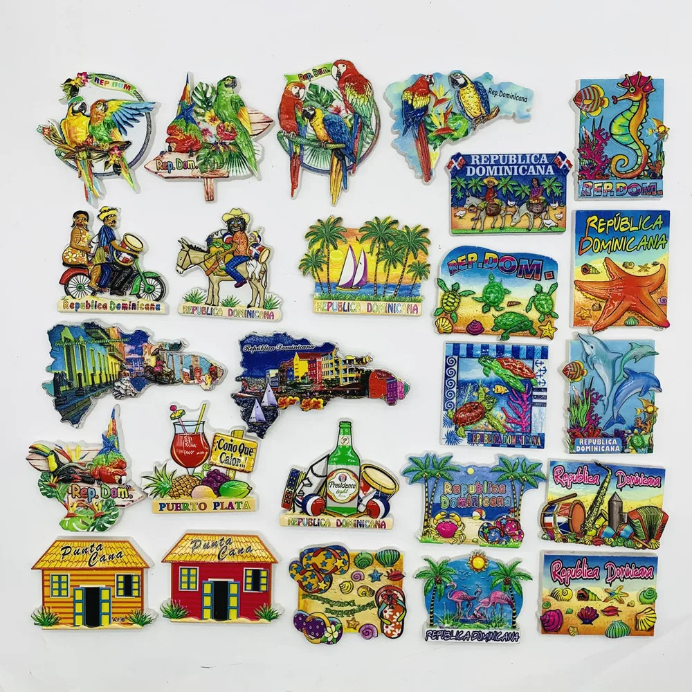 North America Republic Dominican Punta Cana Resin Dominica Fridge Magnets Tourism Souvenir Refrigerator Sticker Handicraft