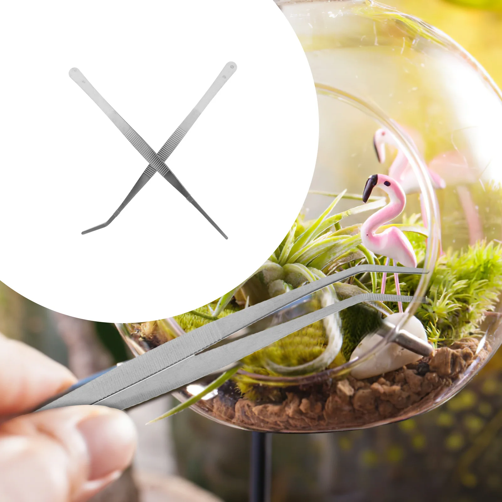 

2pcs Stainless Steel Tweezers 25Cm Straight Curved Tips For Medical Diy Tea Industrial Use Angled Feeding Tongs Silver