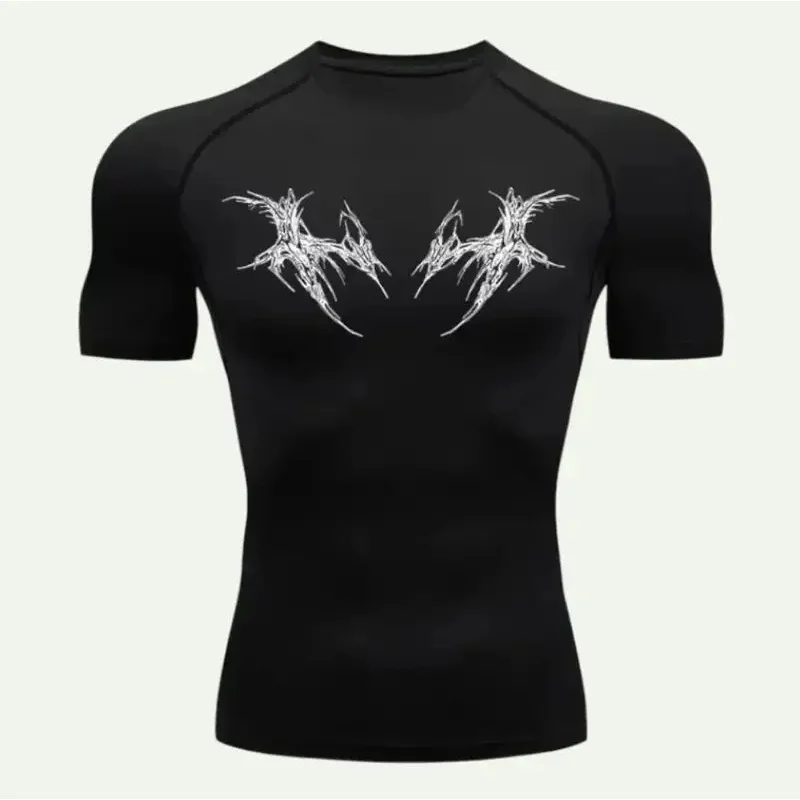 

Y2K Compression Shirt Men Fitness Gym Skeleton Sport Running T-Shirt Rashgard Tops Tee Quick Dry Short Sleeve T-Shirt For Men
