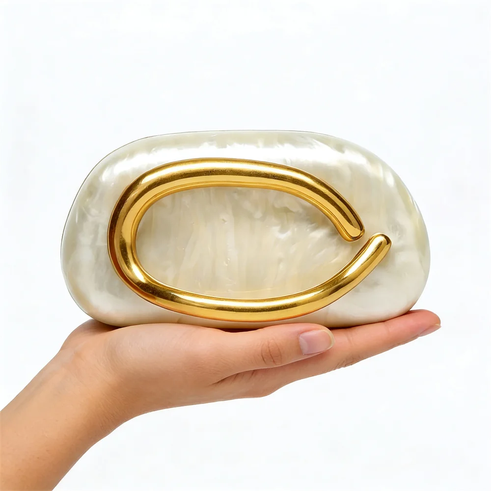 

Bridal Wedding Purses And Handbags Beach Gift Luxury Designer Purse Women Big Brass Metal Name Acrylic Box Clutch Evening Bags