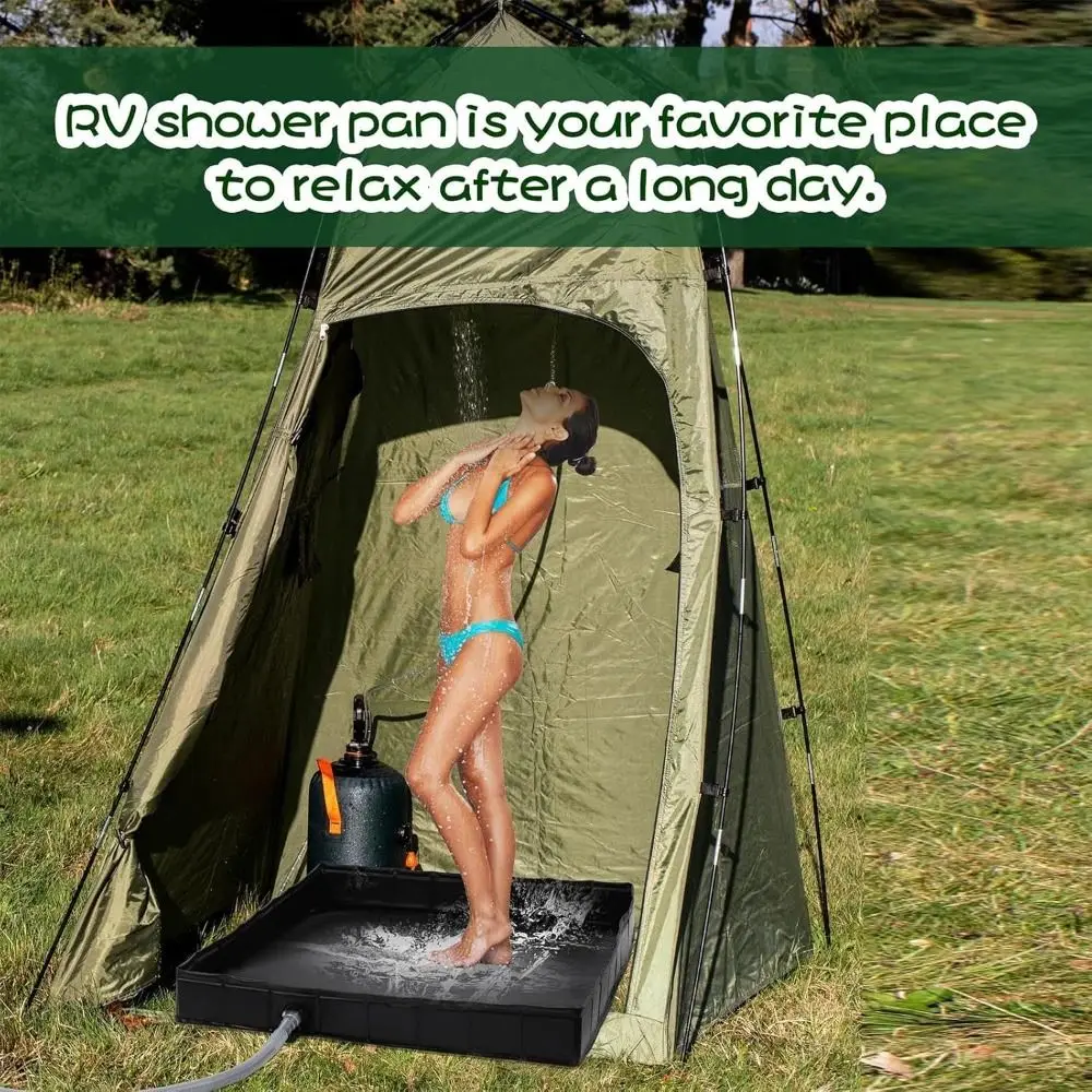 

Foldable Shower Tent Awning Base Keep Feet Clean with Outdoor Privacy Foldable Shower Base Waterproof Black Shower Awning Base