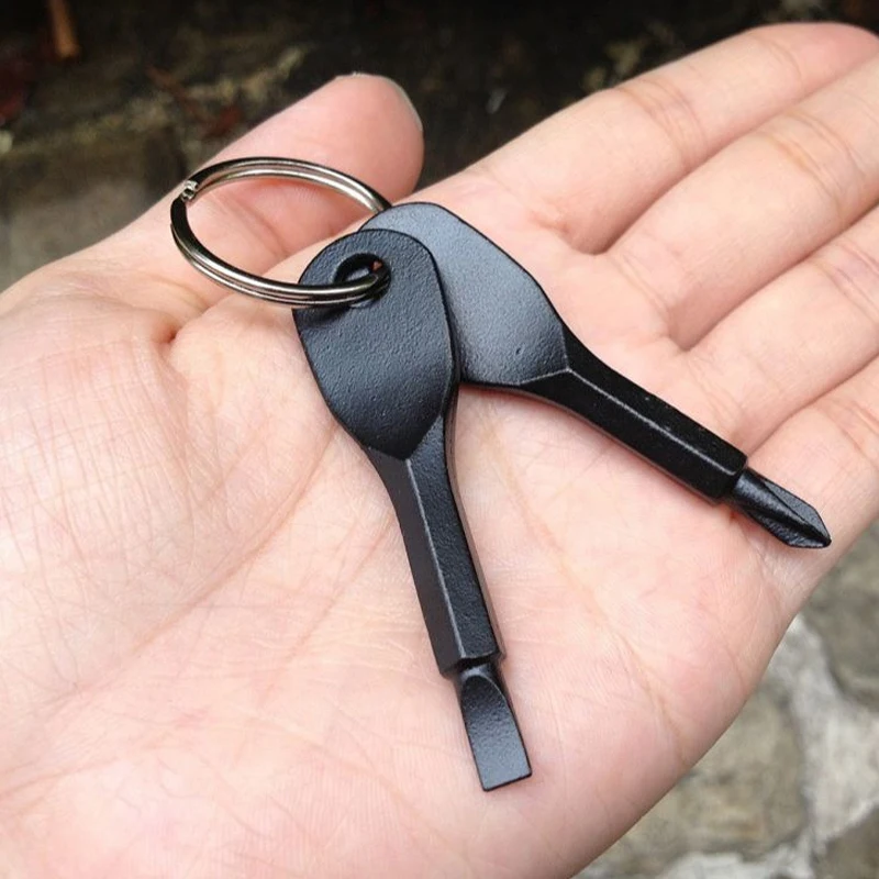LLavero de destornillador ranurado Phillips portátil, herramienta de reparación de bolsillo, Multi Mini, para acampar y caminata al aire libre, 1 Juego
