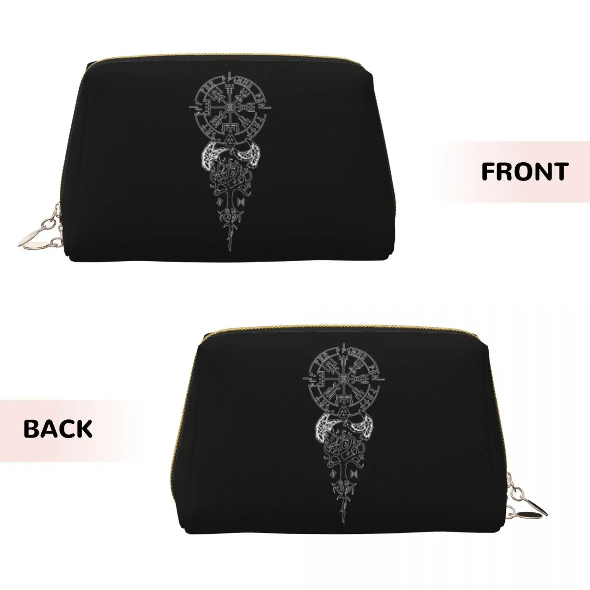 Viking Symbol Compass Vegvisir Nordic Rune Celtic Women Cosmetic Bags Travel Makeup Organizer Pouch Toiletry Storage Dopp Kit